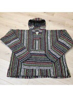 Earth Ragz Baja Joe Mexican Hippie Indie Boho Grunge Pullover Hoodie Sz Lg